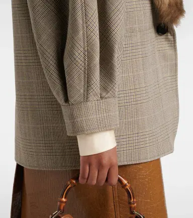Gucci Checked shearling-trimmed wool jacket | Thumbnail 5