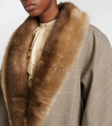 Gucci Checked shearling-trimmed wool jacket | Thumbnail 7