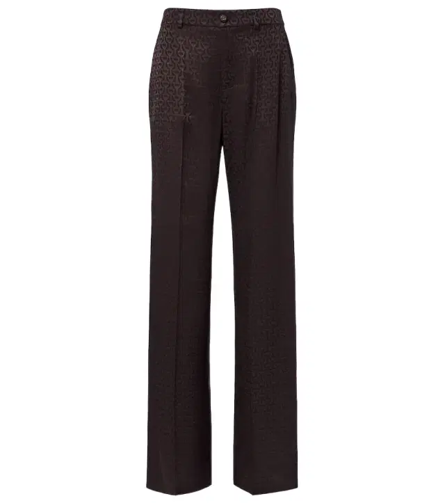 Silk jacquard wide-leg pants