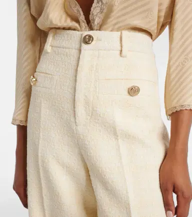 Gucci Checked cotton-blend tweed wide-leg pants | Thumbnail 4