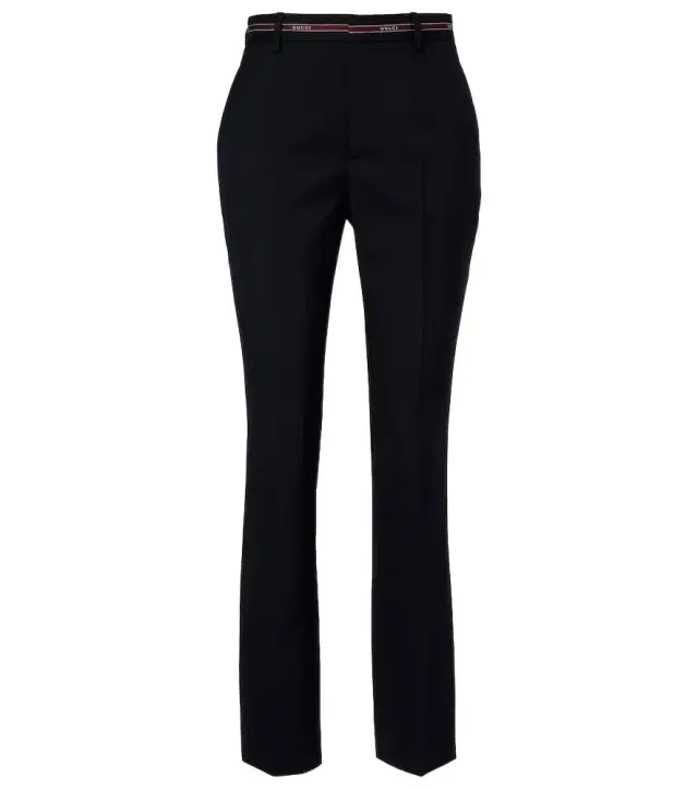 Logo wool straight pants