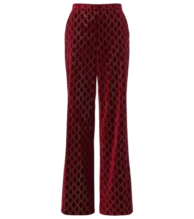 GG cotton velvet wide-leg pants