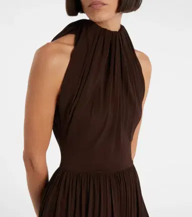 Alaïa Alaïa Gathered pleated halterneck midi dress | Thumbnail 4 Alaïa Alaïa Gathered pleated halterneck midi dress | Thumbnail 4