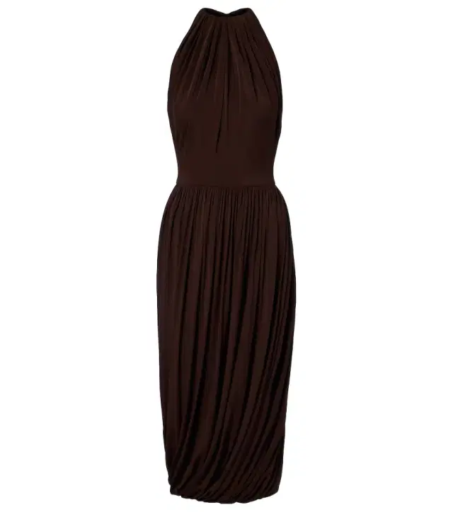 Alaïa Gathered pleated halterneck midi dress