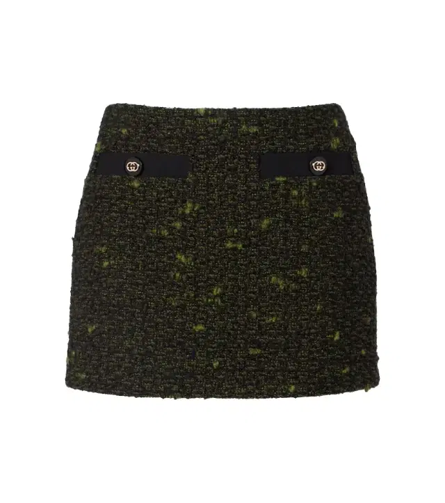 Wool-blend bouclé miniskirt