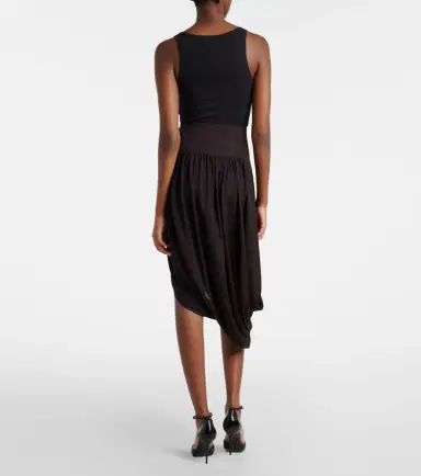 Alaïa Alaïa Twisted asymmetric jersey midi skirt | Thumbnail 2