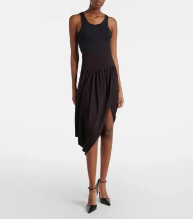 Alaïa Alaïa Twisted asymmetric jersey midi skirt | Thumbnail 4