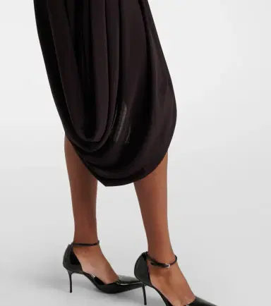Alaïa Alaïa Twisted asymmetric jersey midi skirt | Thumbnail 5