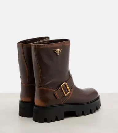 Prada Logo leather biker boots | Thumbnail 2