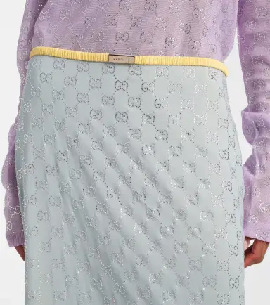 Gucci GG embellished silk-blend midi skirt | Thumbnail 3 Gucci GG embellished silk-blend midi skirt | Thumbnail 3