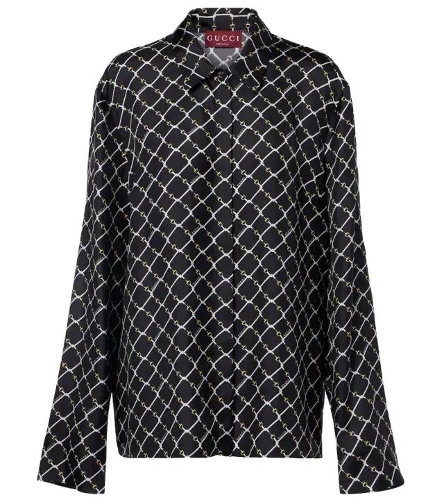Horsebit silk twill shirt