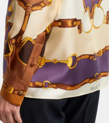 Gucci Printed tie-neck silk twill blouse | Thumbnail 3