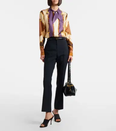 Gucci Printed tie-neck silk twill blouse | Thumbnail 5