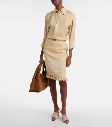 Gucci Interlocking G silk jacquard midi skirt | Thumbnail 6