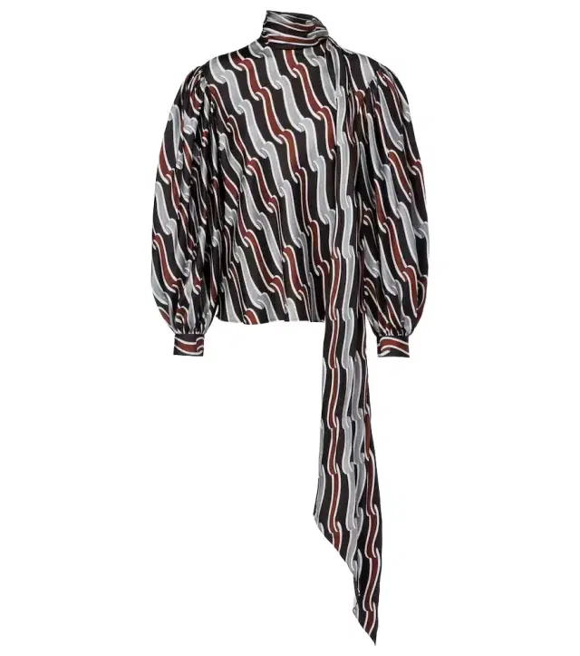 Gucci Printed tie-neck silk twill blouse