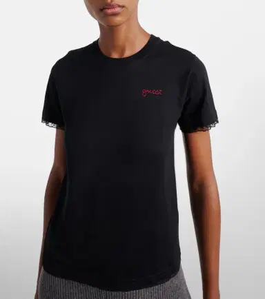 Gucci Embroidered lace-trimmed cotton jersey T-shirt | Thumbnail 6 Gucci Embroidered lace-trimmed cotton jersey T-shirt | Thumbnail 6