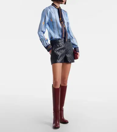Gucci Printed tie-neck silk twill shirt | Thumbnail 6 Gucci Printed tie-neck silk twill shirt | Thumbnail 6