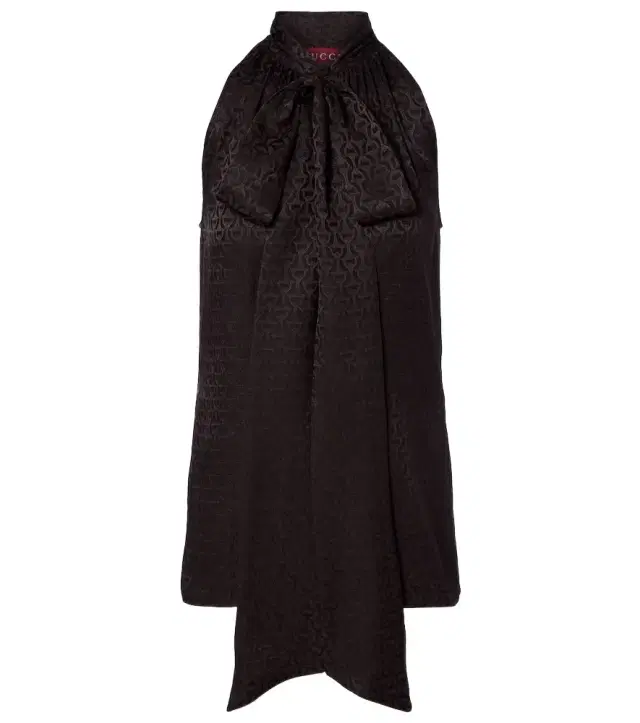 Gucci Horsebit tie-neck silk jacquard top