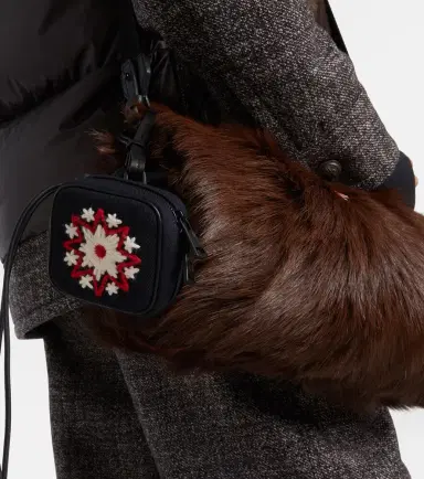 Moncler Embroidered leather-trimmed clutch | Thumbnail 5