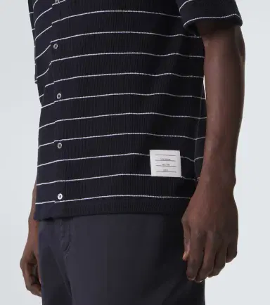 Thom Browne Striped cotton and linen polo shirt | Thumbnail 2