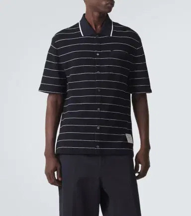 Thom Browne Striped cotton and linen polo shirt | Thumbnail 4