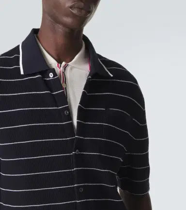 Thom Browne Striped cotton and linen polo shirt | Thumbnail 5