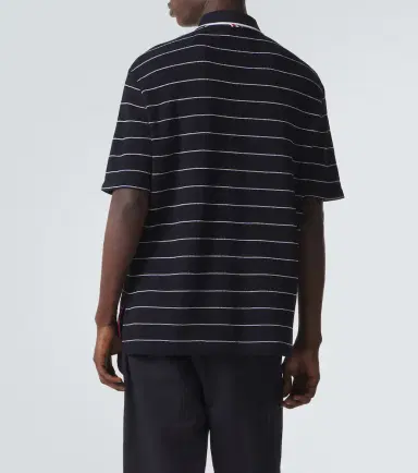 Thom Browne Striped cotton and linen polo shirt | Thumbnail 7