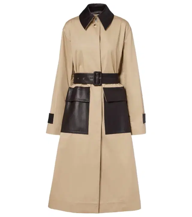 Zaman leather-trimmed cotton trench coat
