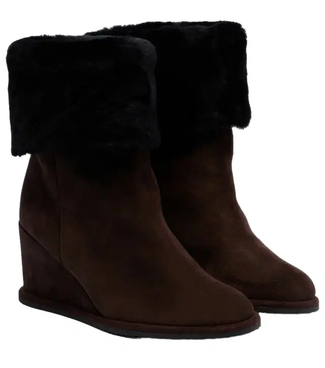 Yves Salomon Shearling-lined suede wedge ankle boots