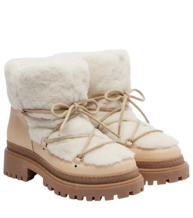 Yves Salomon Shearling and leather ankle boots