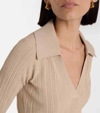 Joseph Chelia ribbed-knit polo sweater | Thumbnail 2