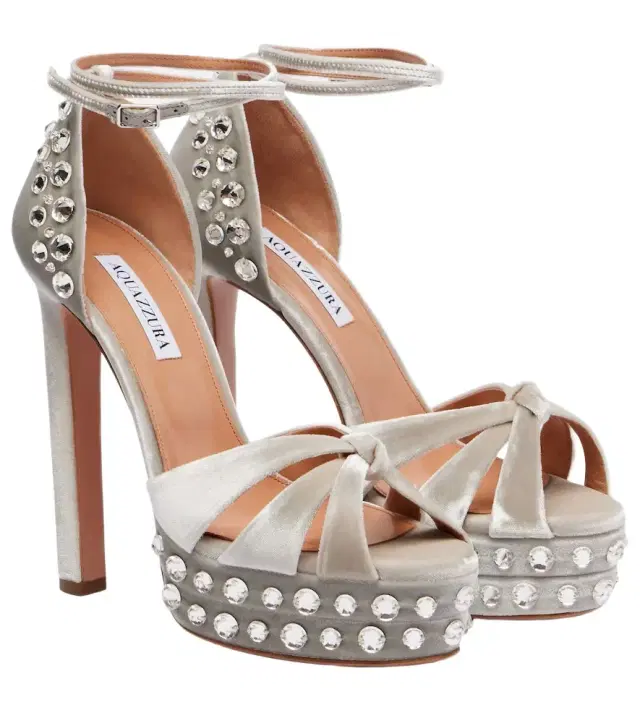Aquazzura Cosmic Love 130 velvet platform sandals