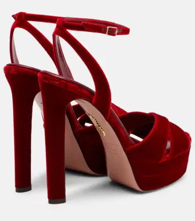 Aquazzura Divine 130 velvet platform sandals | Thumbnail 4