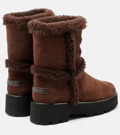 Aquazzura Teddi shearling-trimmed suede ankle boots | Thumbnail 3
