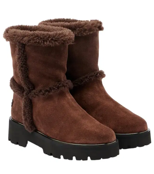 Aquazzura Teddi shearling-trimmed suede ankle boots