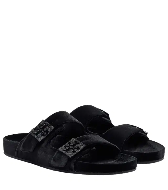 Mellow embellished velvet slides