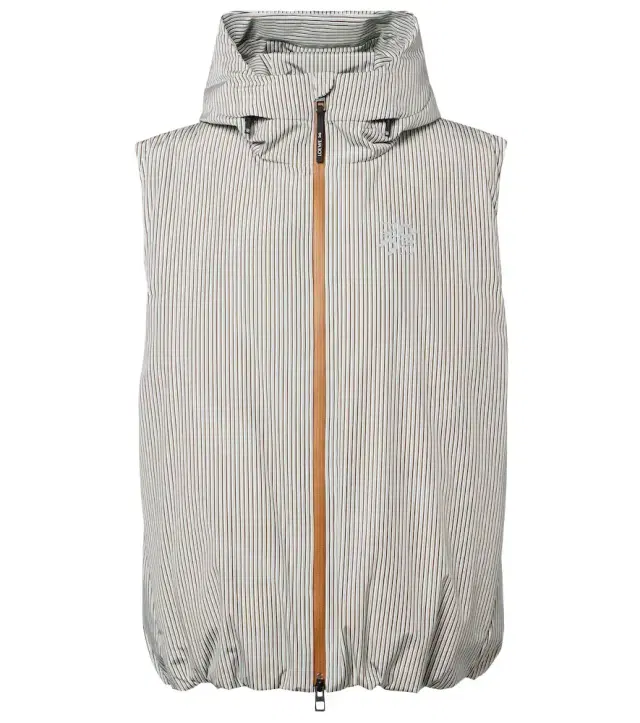 Loewe x On hooded striped puffer vest