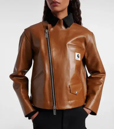 Sacai x Carhartt asymmetric leather jacket | Thumbnail 5