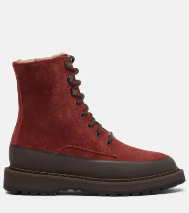Le Monde Béryl Le Monde Béryl Dolomite shearling-lined suede combat boots | Thumbnail 4