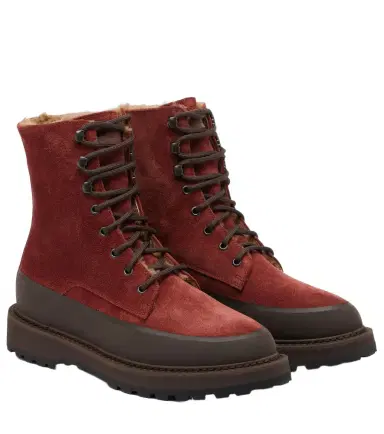 Le Monde Béryl Le Monde Béryl Dolomite shearling-lined suede combat boots | Thumbnail 1