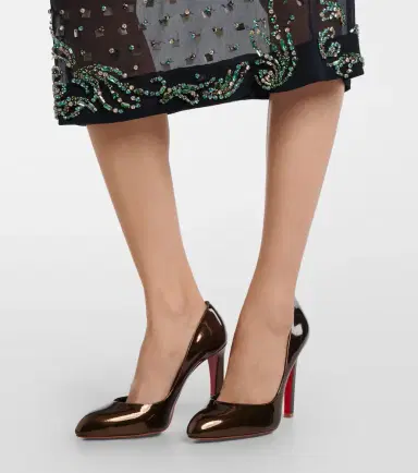 Christian Louboutin Fannylove 100 metallic leather pumps | Thumbnail 5