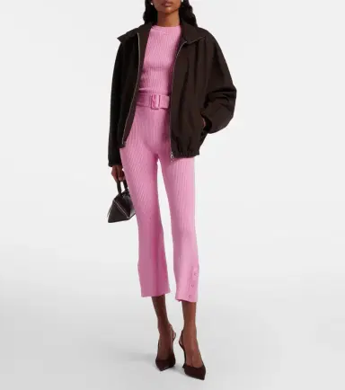 Courrèges Courrèges Belted ribbed-knit capri pants | Thumbnail 4 Courrèges Courrèges Belted ribbed-knit capri pants | Thumbnail 4
