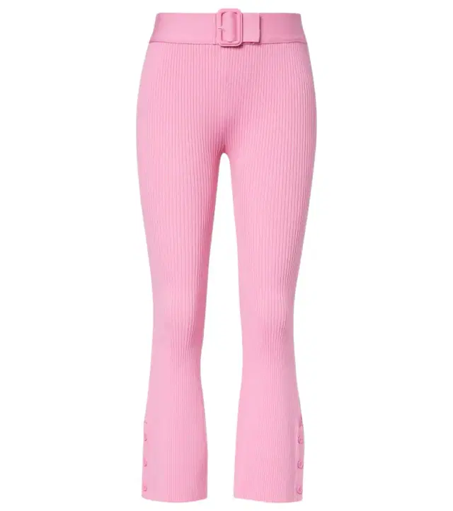 Courreges Courrèges Belted ribbed-knit capri pants