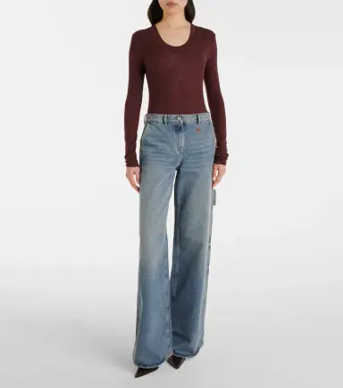 Courreges Courrèges Logo wide-leg jeans | Thumbnail 4