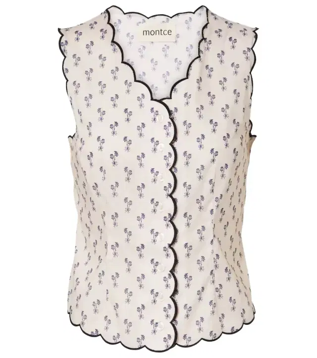 Cynthia floral scalloped cotton vest