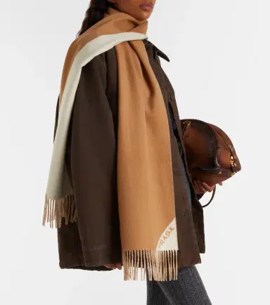 Prada Fringed cashmere scarf | Thumbnail 4