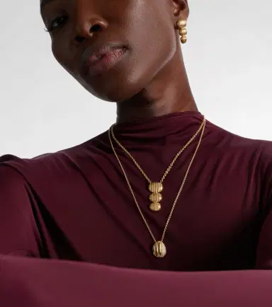 Pamela Zamore Isla Triple Oval 18kt gold pendant necklace | Thumbnail 4