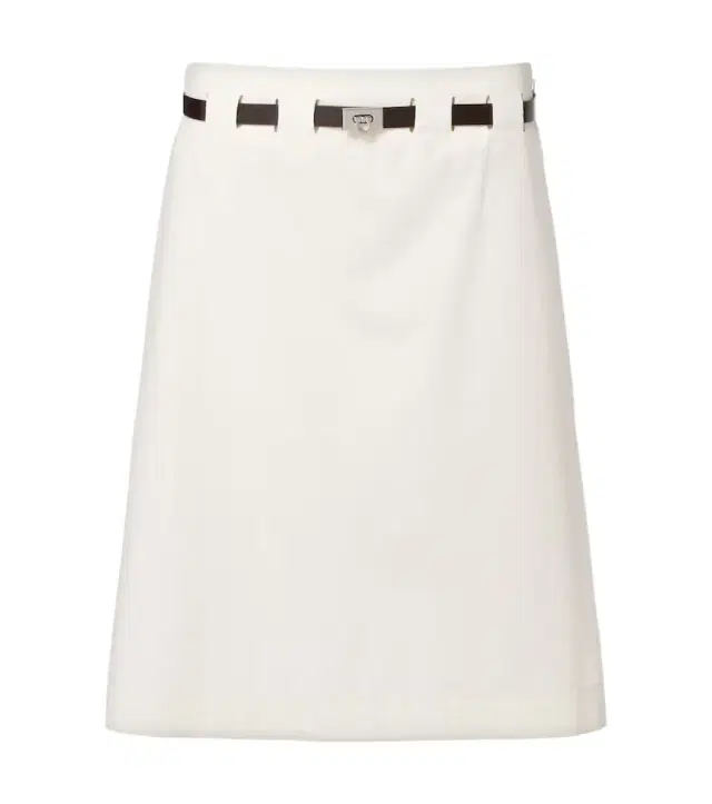 Belted cotton and silk miniskirt