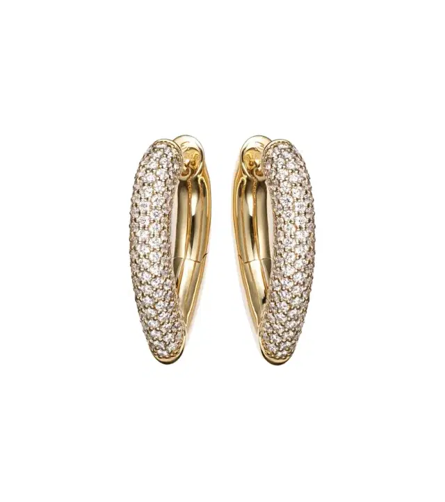 Engelbert Drop Link Medium 18kt gold earrings with diamonds