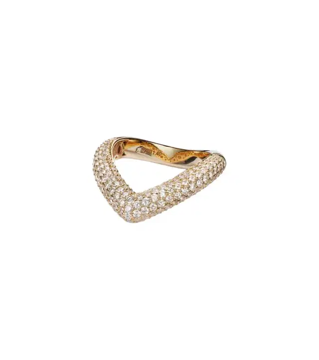 Engelbert Drop Link Medium 18kt gold ring with diamonds